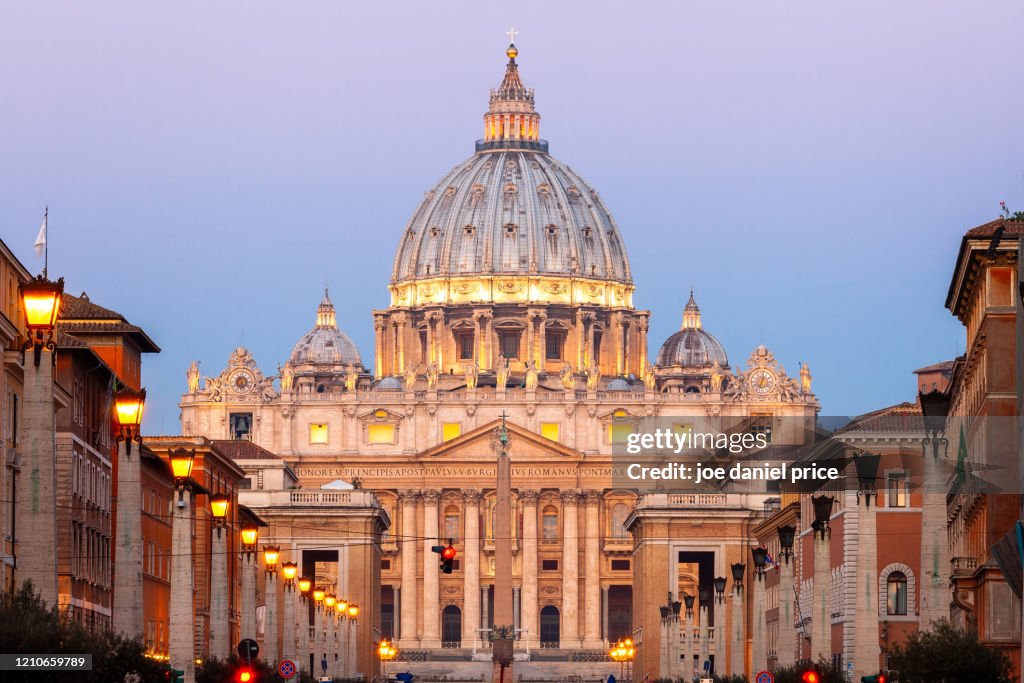 St Peter's Basilica, Sunrise, The Vatican, Rome, Lazio, Italy
