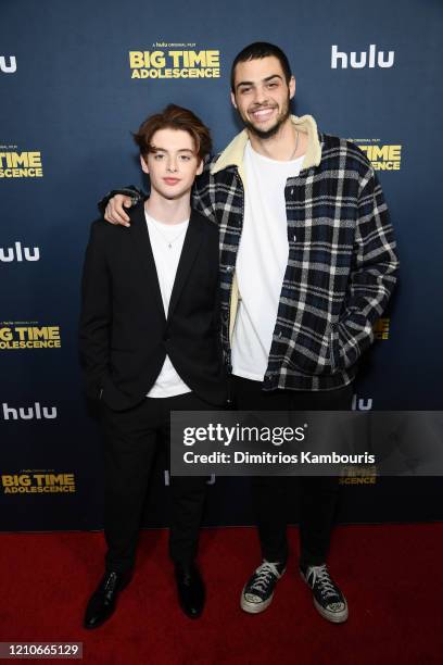 Thomas Barbusca and Noah Centineo attend the premiere of "Big Time Adolescence" at Metrograph on March 05, 2020 in New York City.