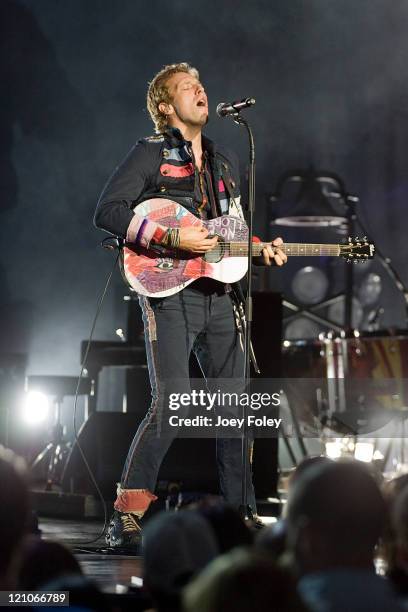 Chris Martin of Coldplay performs at the Verizon Wireless Music Center on June 5, 2009 in Noblesville, Indiana.