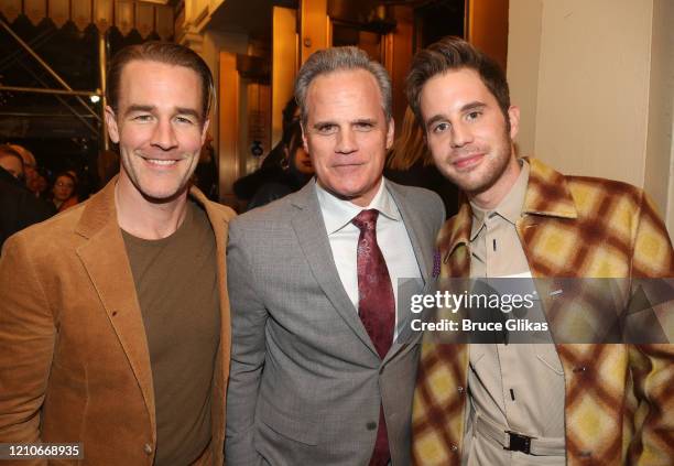 James Van Der Beek, Michael Park and Ben Platt pose at the opening night of the new Bob Dylan Musical "Girl From The North Country" on Broadway at...