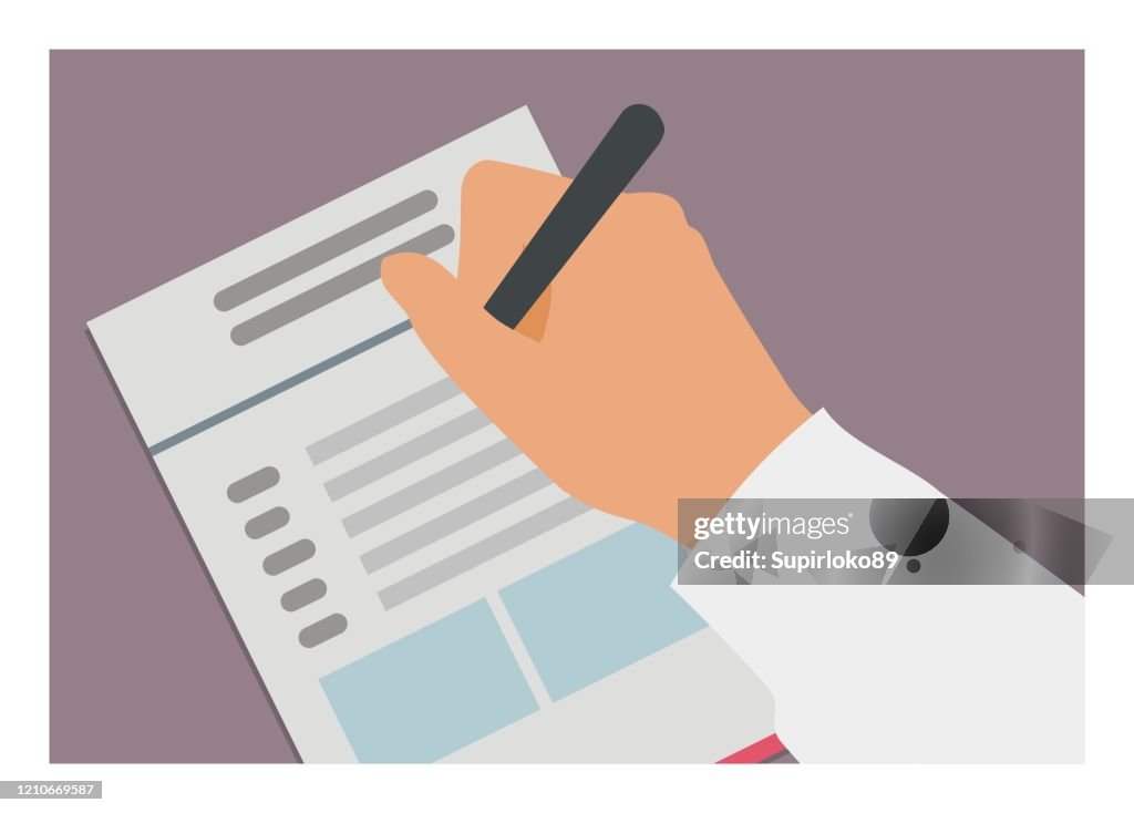 Paper Hand Form Hand Filling Form Paper Simple Flat Illustration High-Res Vector ...