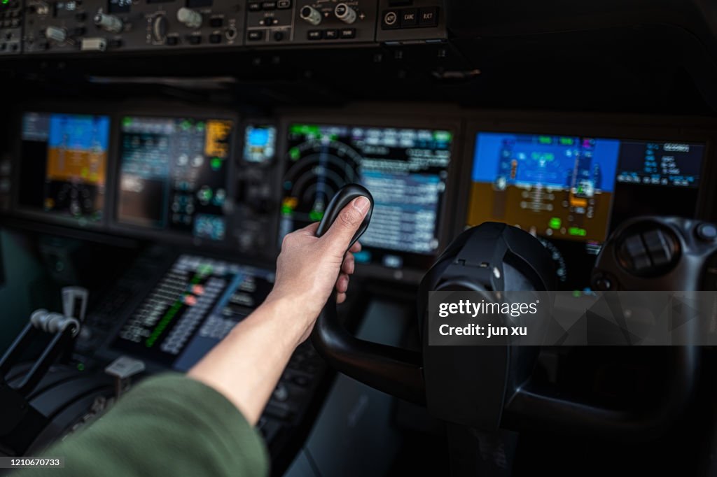 Cockpit Controls Simple Controls And Dashboards In The Cockpit Of An Aircraft High-Res Stock ...