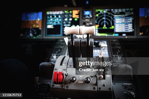 Cockpit Controls Simple Controls And Dashboards In The Cockpit Of An Aircraft High-Res Stock ...