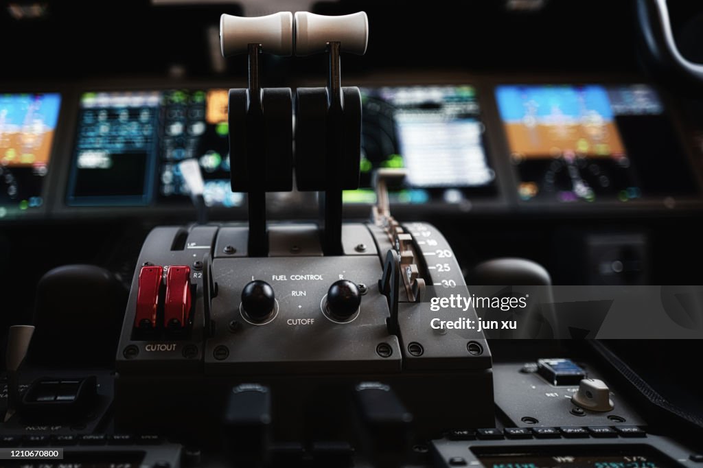 Cockpit Controls Simple Controls And Dashboards In The Cockpit Of An Aircraft High-Res Stock ...