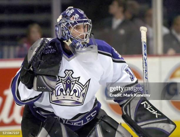 Los Angeles Kings goalie Mathieu Garon in a game against the Buffalo Sabres at HSBC Arena in Buffalo, New York on January 14, 2006. Buffalo won the...