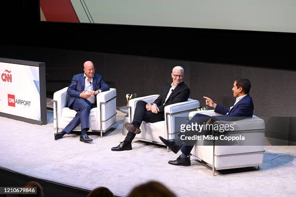 Chairman, WarnerMedia New & Sports, President CNN Worldwide Jeff Zucker, Anderson Cooper and Dr. Sanjay Gupta speak onstage during CNN Experience on...
