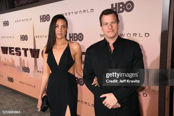 Lisa Joy and Jonathan Nolan attend the Los Angeles Season 3 premiere of the HBO drama series "Westworld" at TCL Chinese Theatre on March 05, 2020 in...