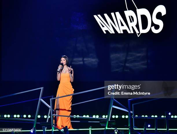 Ángela Aguilar speaks onstage during the 2020 Spotify Awards at the Auditorio Nacional on March 05, 2020 in Mexico City, Mexico.