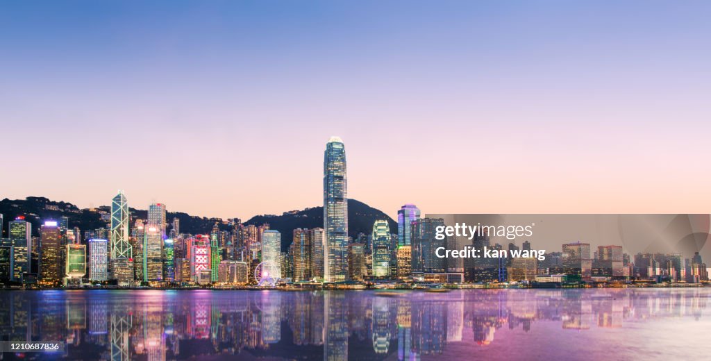 Hong Kong Skyline China - East Asia Skyscraper Cityscape Day Victoria Harbour - Hong Kong Ship Sunset Futuristic Island Architecture Asia Blue City Cloud - Sky Cloudscape Development District Downtown Dusk Famous Place Harbour Hong Kong Island Horizontal