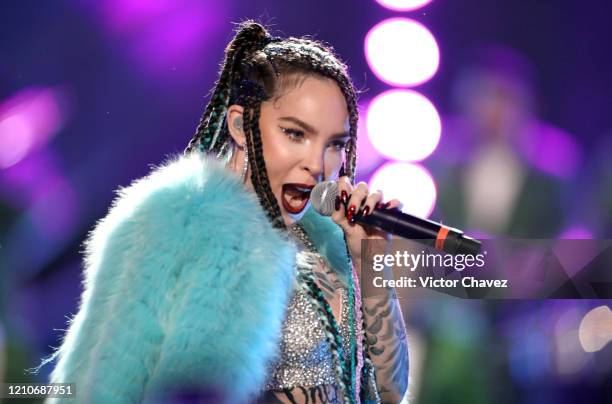 Belinda performs onstage during the 2020 Spotify Awards at the Auditorio Nacional on March 05, 2020 in Mexico City, Mexico.