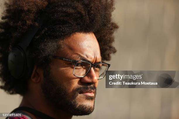 Henry Speight of the Reds looks on before the round six Super Rugby match between the Crusaders and the Reds at Orangetheory Stadium on March 06,...