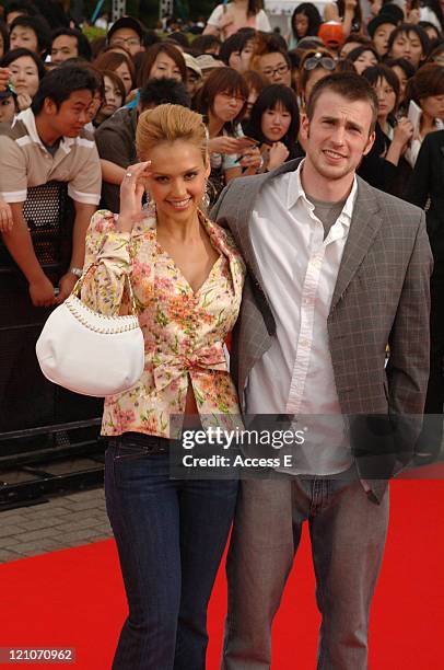 Jessica Alba and Chris Evans during MTV Video Music Awards Japan 2005 - Outside Arrivals at Tokyo Bay NK Hall in Urayasu, Japan.