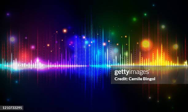 ilustrações de stock, clip art, desenhos animados e ícones de colorful sound waves vector background - dance music