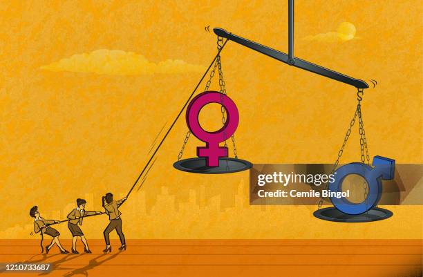 gender inequality and women's solidarity - unfairness stock illustrations