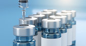 Rendering 3d vaccine medicine bottle flu vaccine anti-vaccination and covid-19