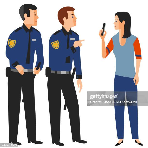 stockillustraties, clipart, cartoons en iconen met fiming de politie - filmen