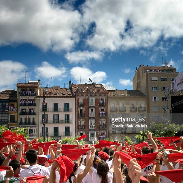 beginning of sanfermin party - fiesta of san fermin stock pictures, royalty-free photos & images