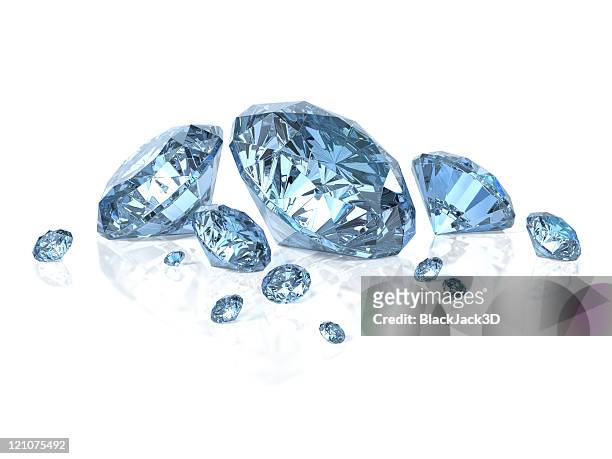blue diamonds isolated on white - diamond gemstone stock pictures, royalty-free photos & images