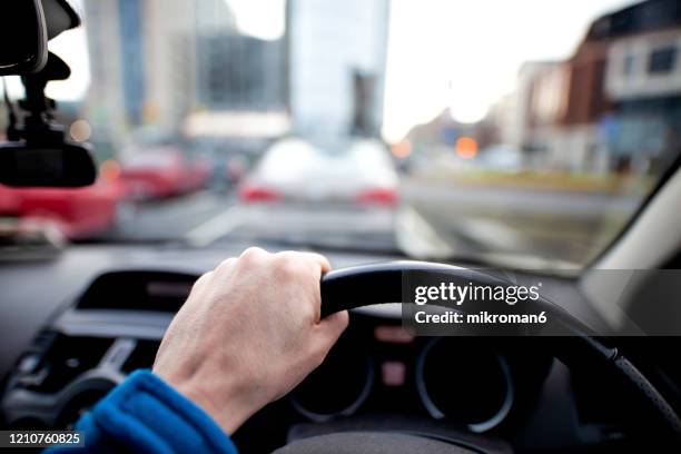 traffic jam from the driver's perspective - dash cam stock pictures, royalty-free photos & images