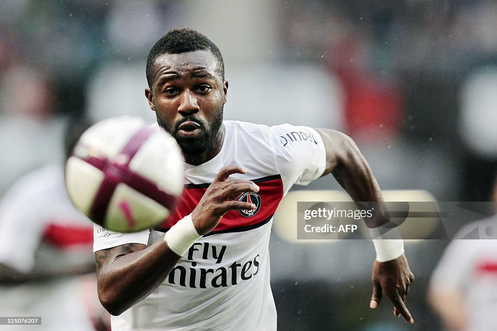 Paris Saint-Germain's Siaka Tiene eyes t