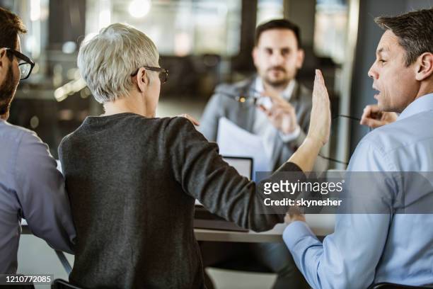 stop talking, i don't want your opinion! - interview rejection stock pictures, royalty-free photos & images