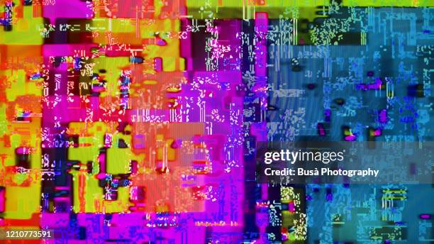 a glitch on a tv screen - digital distortion stock pictures, royalty-free photos & images