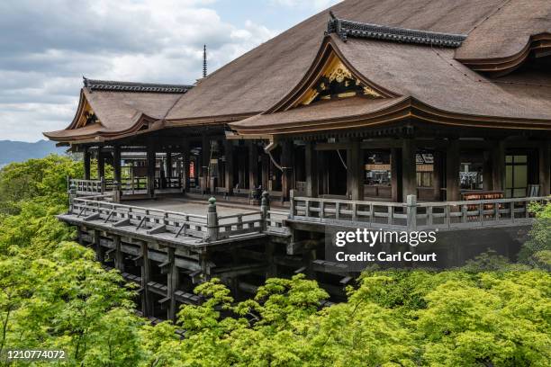 Kiyomizu-dera Temple, one of Japans most popular tourist sites, is pictured empty on April 23, 2020 in Kyoto, Japan. Foreign visitor numbers to Japan...