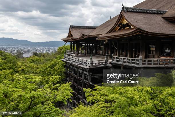 Kiyomizu-dera Temple, one of Japans most popular tourist sites, is pictured empty on April 23, 2020 in Kyoto, Japan. Foreign visitor numbers to Japan...