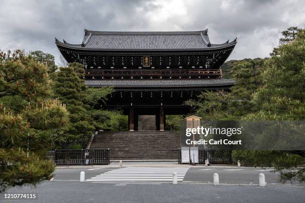 Sanmon Gate, the entrance to Chionin Temple, one of Japans most popular tourist sites, is pictured empty on April 23, 2020 in Kyoto, Japan. Foreign...