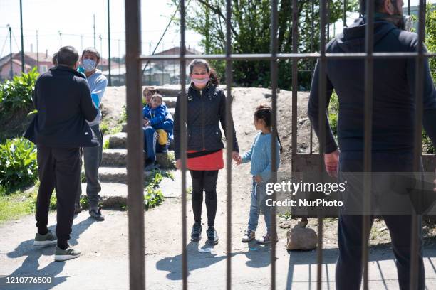 People waiting to get their results from free antibody and COVID-19 testing in the primarily Roma neighborhood of Fakulteta in Sofia, Bulgaria on...