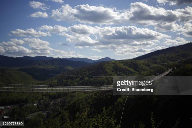 Skybridge, an attraction shuttered due to the Covid-19 virus, stands in Gatlinburg, Tennessee, U.S., on Tuesday, April 21, 2020. To curb the spread...