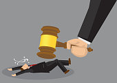 Businessman Hit by Gavel Cartoon Vector Illustration