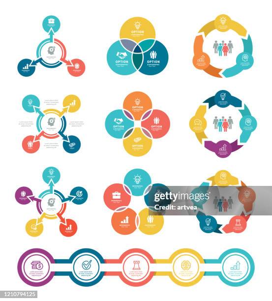 illustrations, cliparts, dessins animés et icônes de diagrammes d’affaires avec 3, 4, 5 étapes - infographic 3