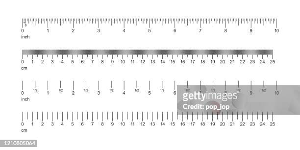 lineal-set - zoll und metrik. messwerkzeuge vektor. 10 zoll. 25 cm - mass unit of measurement stock-grafiken, -clipart, -cartoons und -symbole
