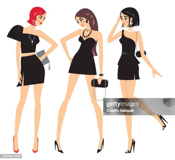 fashion, black and woman - catwalk stock illustrations