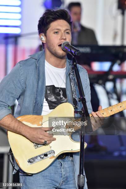 Niall Horan seen sound checking for his performance on The One Show on March 06, 2020 in London, England.