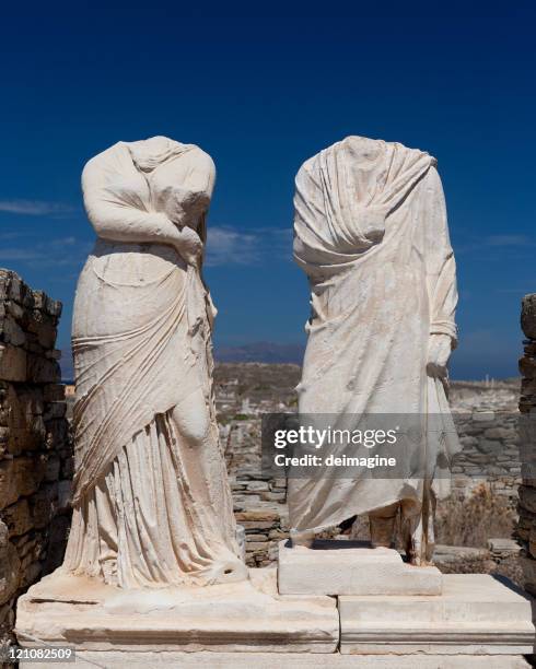 sculpture of cleopatra in delos. - cleopatra statue stock pictures, royalty-free photos & images