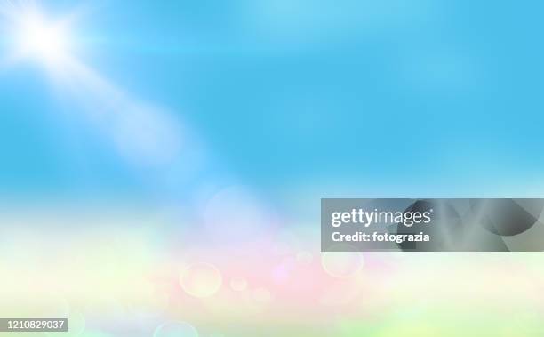 blue abstract landscape - summer lights stockfoto's en -beelden