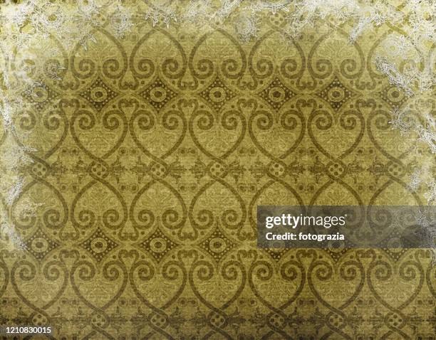 vintage wallpaper design printed on paper - khaki green stock pictures, royalty-free photos & images