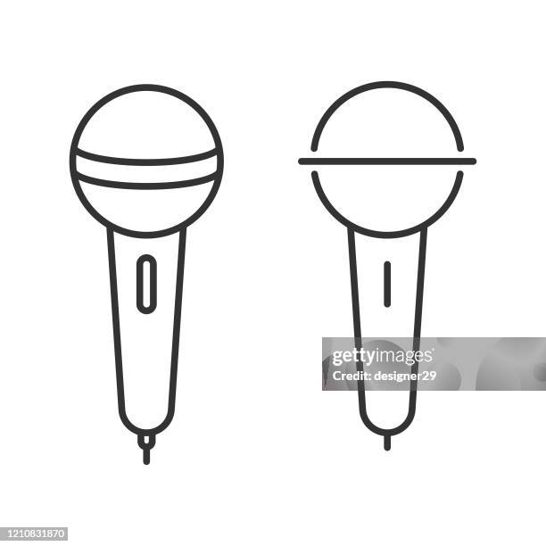 microphone icon vector design on white background. - karaoke microphone clip art stock illustrations