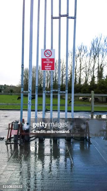 vent pipes on gas station - no smoking sign stock pictures, royalty-free photos & images