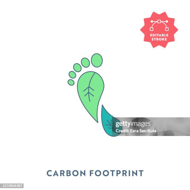 carbon footprint flat icon with editable stroke and pixel perfect. - carbon footprint stock illustrations