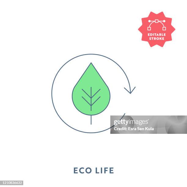 eco life flat icon with editable stroke and pixel perfect. - sustainability logo stock illustrations