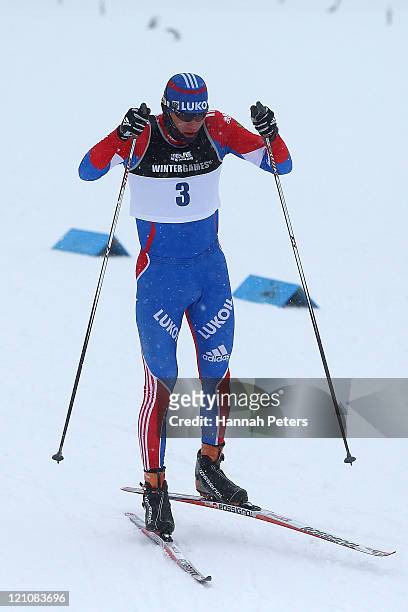 Alexander Panzhinskiy of Russia competes in the Cross Country Sprint prologue during day two of the Winter Games NZ at Snow Farm on August 14, 2011...