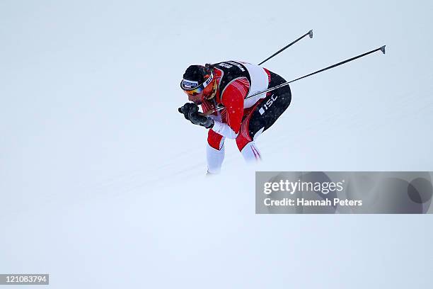 Justyna Kowalczyk of Poland competes in the Cross Country Sprint prologue during day two of the Winter Games NZ at Snow Farm on August 14, 2011 in...