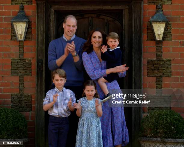In this screengrab, Prince William, Duke of Cambridge, Catherine Duchess of Cambridge, Prince George of Cambridge, Princess Charlotte of Cambridge...