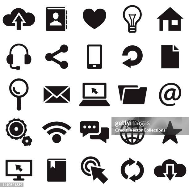 internet icon set - sharing files stock illustrations