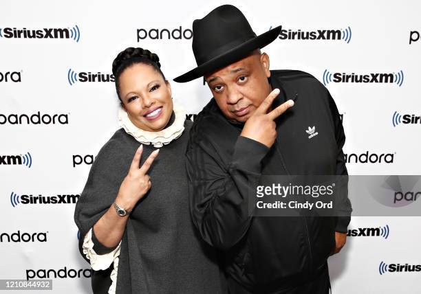 Joseph “Rev Run” Simmons and his wife Justine Simmons visit the SiriusXM Studios on March 06, 2020 in New York City.