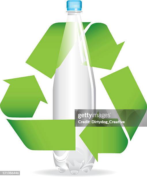 recycling symbol with bottle - garbage dump stock illustrations