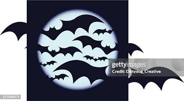 stockillustraties, clipart, cartoons en iconen met bats against blue moon - harvest moon